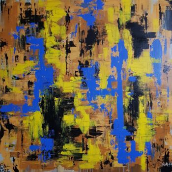 Schilderij getiteld "Yellow - Blue" door Barbora Fabova, Origineel Kunstwerk, Acryl