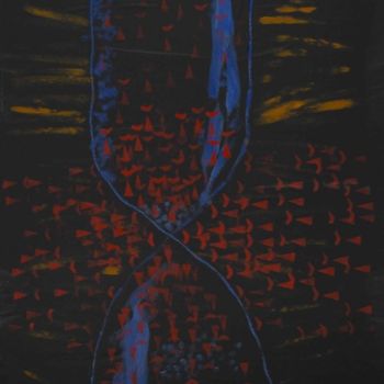 Peinture intitulée "Clepsydre-virtuelle…" par Barbu Nitescu, Œuvre d'art originale, Huile