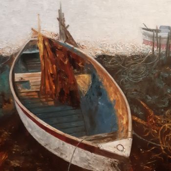 Pittura intitolato "La barca vieja" da Elena Pokasanieva, Opera d'arte originale, Olio