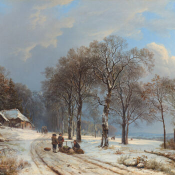Pittura intitolato "Paysage d'hiver" da Barend Cornelis Koekkoek, Opera d'arte originale, Olio