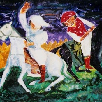 Painting titled "The Derby Champ of…" by Barindam Bose, Original Artwork, Oil