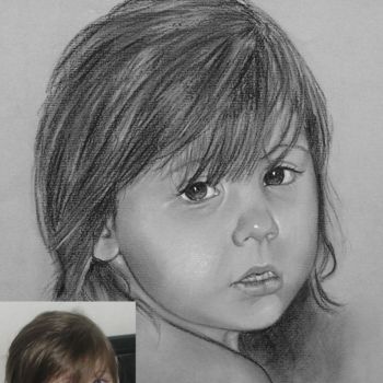 Drawing titled "Bébé Elsa" by Karmailo, Original Artwork, Charcoal