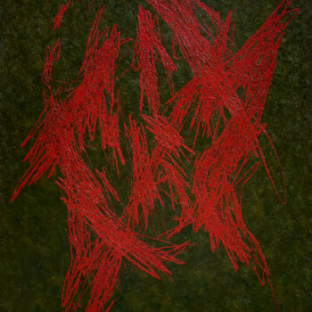 Malerei mit dem Titel "Red Portrait III" von Ihar Barkhatkou, Original-Kunstwerk, Öl