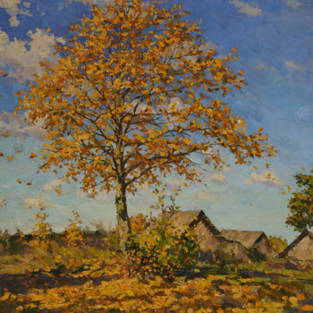 Schilderij getiteld "Yellow Maple" door Igor Barkhatkov, Origineel Kunstwerk, Olie