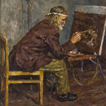 Painting titled "Portrait of the Art…" by Igor Barkhatkov, Original Artwork, Oil Mounted on Wood Stretcher frame