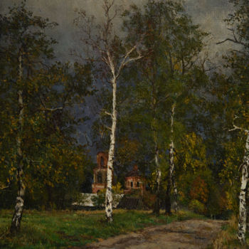 Schilderij getiteld "Path in the Village…" door Igor Barkhatkov, Origineel Kunstwerk, Olie