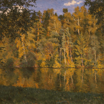 Malerei mit dem Titel "Golden Reflection" von Igor Barkhatkov, Original-Kunstwerk, Öl