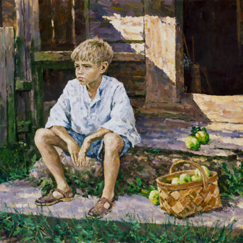 Schilderij getiteld "Summer in the Villa…" door Igor Barkhatkov, Origineel Kunstwerk, Olie