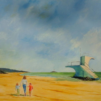 Painting titled "Balade au plongeoir" by Flachet, Original Artwork, Oil