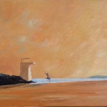 Peinture intitulée "joséphine à la plage" par Flachet, Œuvre d'art originale, Huile