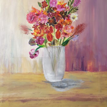 Ζωγραφική με τίτλο "mixed flowers" από Adel Barnat, Αυθεντικά έργα τέχνης, Ακρυλικό