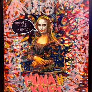 Schilderij getiteld "Mona-kaïra" door Baroke, Origineel Kunstwerk, Marker Gemonteerd op Frame voor houten brancard