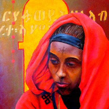 Schilderij getiteld "l'éthiopienne" door Baron, Origineel Kunstwerk, Olie