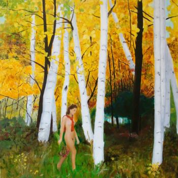 Schilderij getiteld "nu d'automne" door Baron, Origineel Kunstwerk, Olie