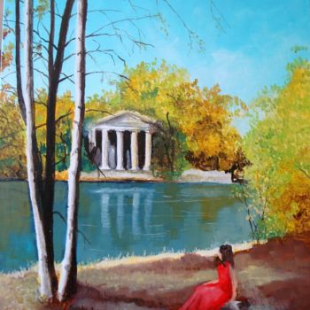 Painting titled "le temple" by Baron, Original Artwork, Oil