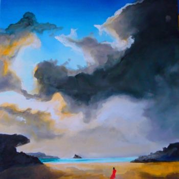 Painting titled "la plage" by Baron, Original Artwork, Oil