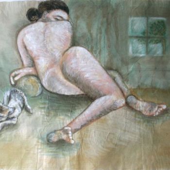 Painting titled "Jeune fille au louv…" by Baron Samdi, Original Artwork, Oil