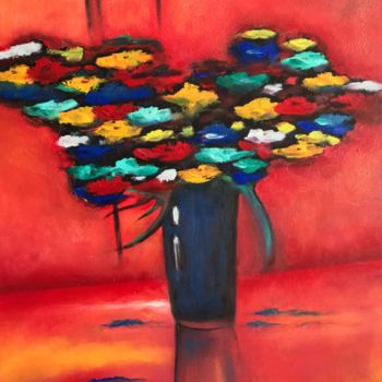 Peinture intitulée "Bouquet-multicolor.…" par René Barranco, Œuvre d'art originale, Huile
