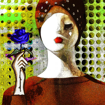 Arte digitale intitolato "bluroseline.jpg" da René Barranco, Opera d'arte originale, Fotomontaggio