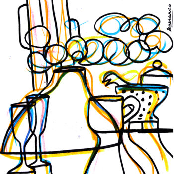 Zeichnungen mit dem Titel "Petitdejeuner-dessi…" von René Barranco, Original-Kunstwerk, Marker