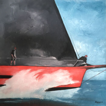 Peinture intitulée "Maxi dans la vague" par René Barranco, Œuvre d'art originale, Huile