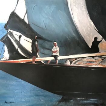 「Maxi en stand by」というタイトルの絵画 René Barrancoによって, オリジナルのアートワーク, オイル
