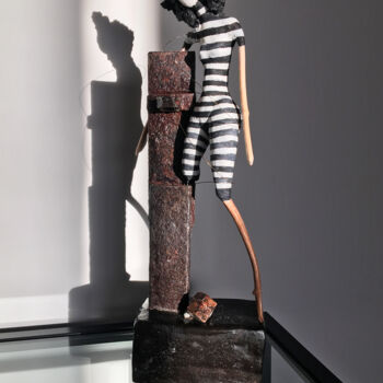 Sculpture intitulée "Zébra" par René Barranco, Œuvre d'art originale, Argile