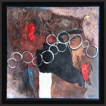 Painting titled "Mixmedia 004" by René Barranco, Original Artwork, Oil Mounted on Wood Stretcher frame