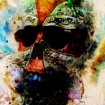 Arte digitale intitolato "Templar Death Mask" da Barry Farley Visual Arts, Opera d'arte originale, Pittura digitale