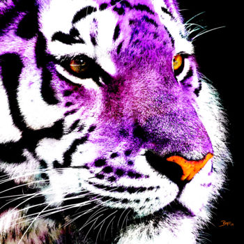 Digital Arts titled "Noble Tigress Overs…" by Barry Farley Visual Arts, Original Artwork, Digital Painting