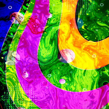 Цифровое искусство под названием "Technicolor Fluidity" - Barry Farley Visual Arts, Подлинное произведение искусства, Цифров…