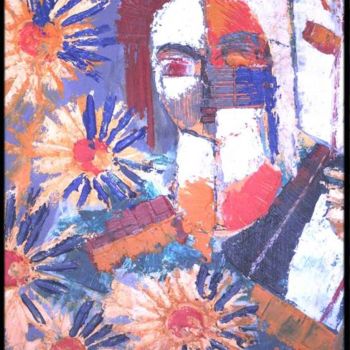 Painting titled "donna di fiori" by Halfwayalongourlefespath, Original Artwork