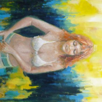 Schilderij getiteld "Nina in atelier" door Bart Buijsen, Origineel Kunstwerk, Acryl