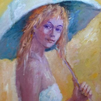 Painting titled "met parasol" by Bart Buijsen, Original Artwork, Acrylic