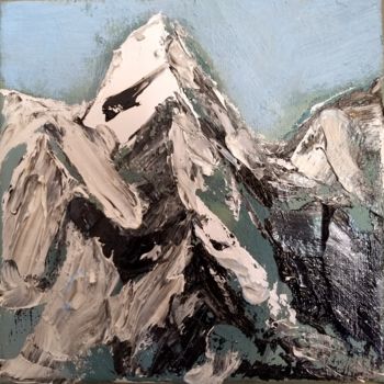 Peinture intitulée "besneeuwde bergen 2" par Bart Verbrugge, Œuvre d'art originale, Huile