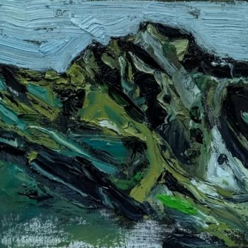 Painting titled "groen berglandschap" by Bart Verbrugge, Original Artwork, Oil