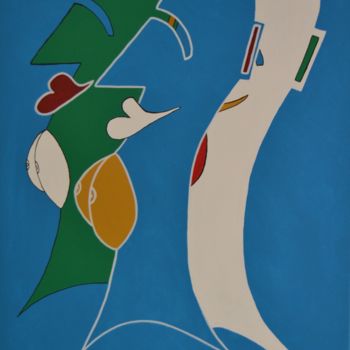 Картина под названием "Les trois moiselles" - Bernard Lefebvre, Подлинное произведение искусства, Акрил Установлен на Деревя…
