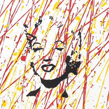 「Marilyn」というタイトルの絵画 Barteuによって, オリジナルのアートワーク, アクリル ウッドストレッチャーフレームにマウント