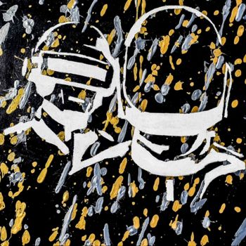 Painting titled "Daft Punk" by Barteu, Original Artwork, Acrylic Mounted on Wood Stretcher frame