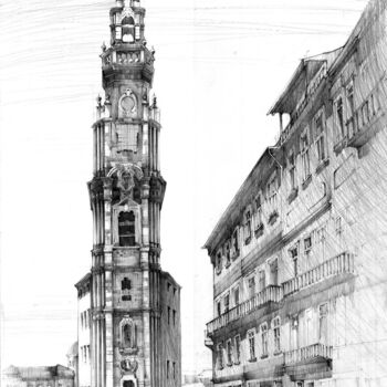 Disegno intitolato "Torre dos Clérigos" da Bartłomiej Piszczek, Opera d'arte originale, Matita