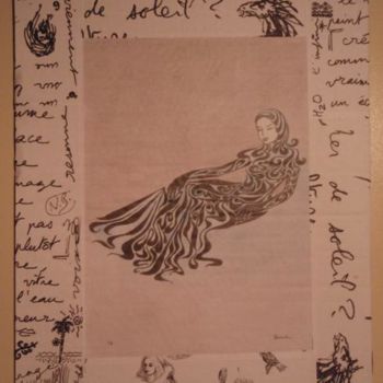 Desenho intitulada "femme rêveuse" por Barunka, Obras de arte originais, Outro