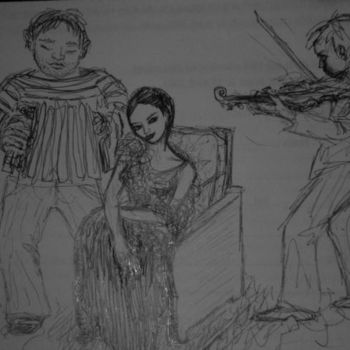 Drawing titled "l'accordéon, le vio…" by Barunka, Original Artwork, Other