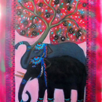 "Tree of life with 2…" başlıklı Tablo Nalini Shanthi Cook tarafından, Orijinal sanat, Akrilik