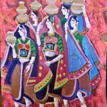 Картина под названием "group 5" - Nalini Shanthi Cook, Подлинное произведение искусства, Акрил