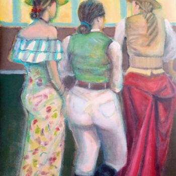 Картина под названием "3 chicas" - Nalini Shanthi Cook, Подлинное произведение искусства, Акрил