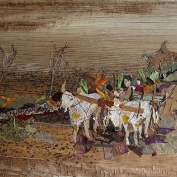 Painting titled "Bullock- Cart in ci…" by Basant Soni, Original Artwork