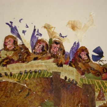 Painting titled "Hungary monkeys" by Basant Soni, Original Artwork, Oil