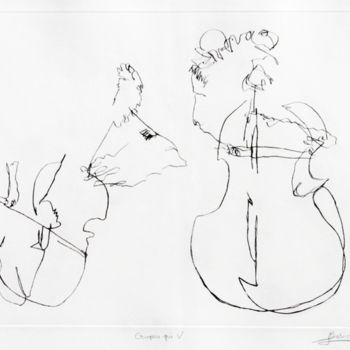 Estampas & grabados titulada "Croquis-Qui V" por Lionel Bascoulard, Obra de arte original