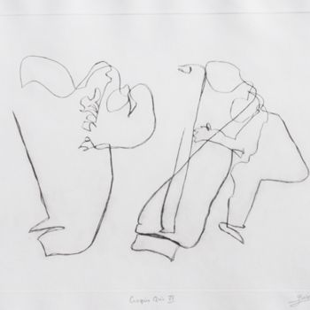 Gravures & estampes intitulée "Croquis-Qui VI" par Lionel Bascoulard, Œuvre d'art originale