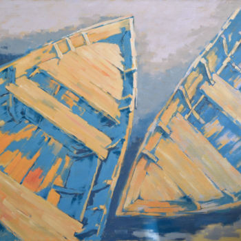 Pintura titulada "Two old boats" por Rogin Viacheslav (Bashlyk), Obra de arte original, Oleo